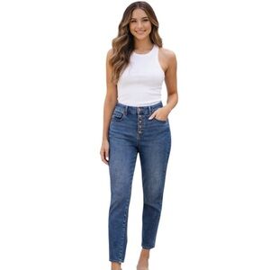Talbots Everyday Relaxed Jeans High Rise Button Fly Straight Leg Denim 14
E